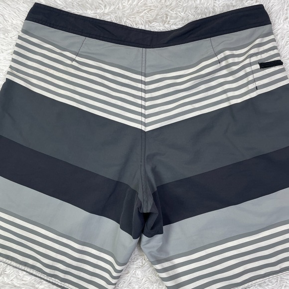 Patagonia‎ Shorts Mens 38 Gray Striped Wavefarer Printed Board Short Swim Pocket - Picture 10 of 11